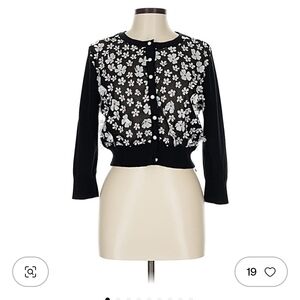 Karl Lagerfeld Black and White Floral Cardigan